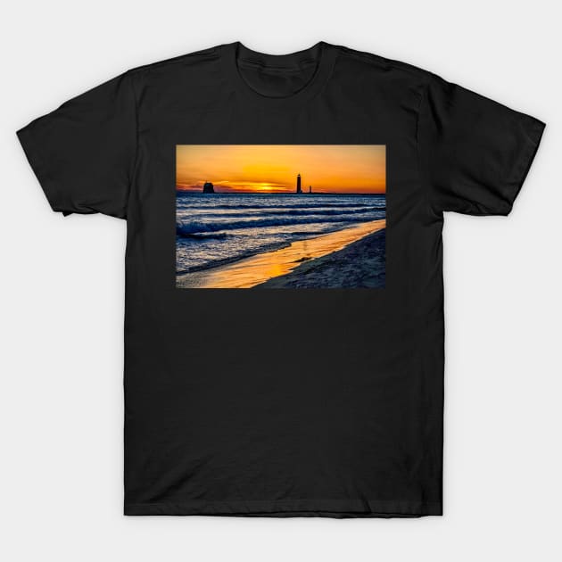 “Grand Haven Lighthouse at Sunset” T-Shirt by Colette22